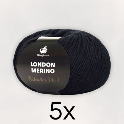 5x London Merino, sort (fv. 40)